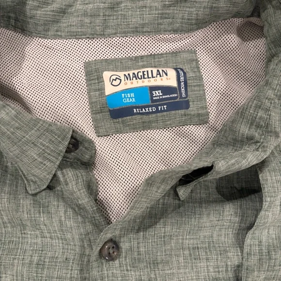 MAGELLAN Fishing Shirt Men 3XL Green Long Sleeve Vented Button Down Outdoor - Picture 3 of 7